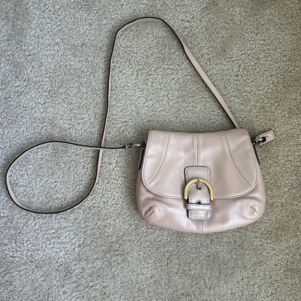 Coach 45664 Soho Leather Flap Bag in Pearlescent Pink